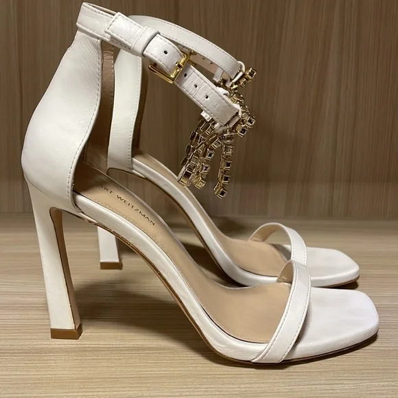 Stuart Weitzman White Heels with Stones - Picture 3 of 7
